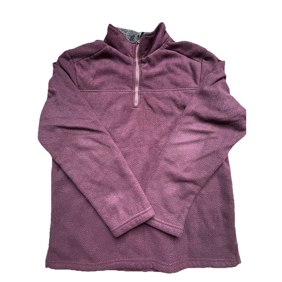 London Fog Other - London Fog Men's Large L Burgundy Herringbone Sherpa Lined 1/4 Zip Pullover